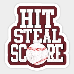 Hit Steal Score funny Baseball Player T Shirt Sticker